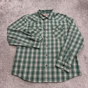 Wrangler Western Button Down Shirt Mens XL green Plaid Long Sleeve Cowboy Casual